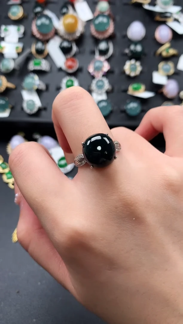 【闪购商品】翡翠戒指银S925镶嵌52141