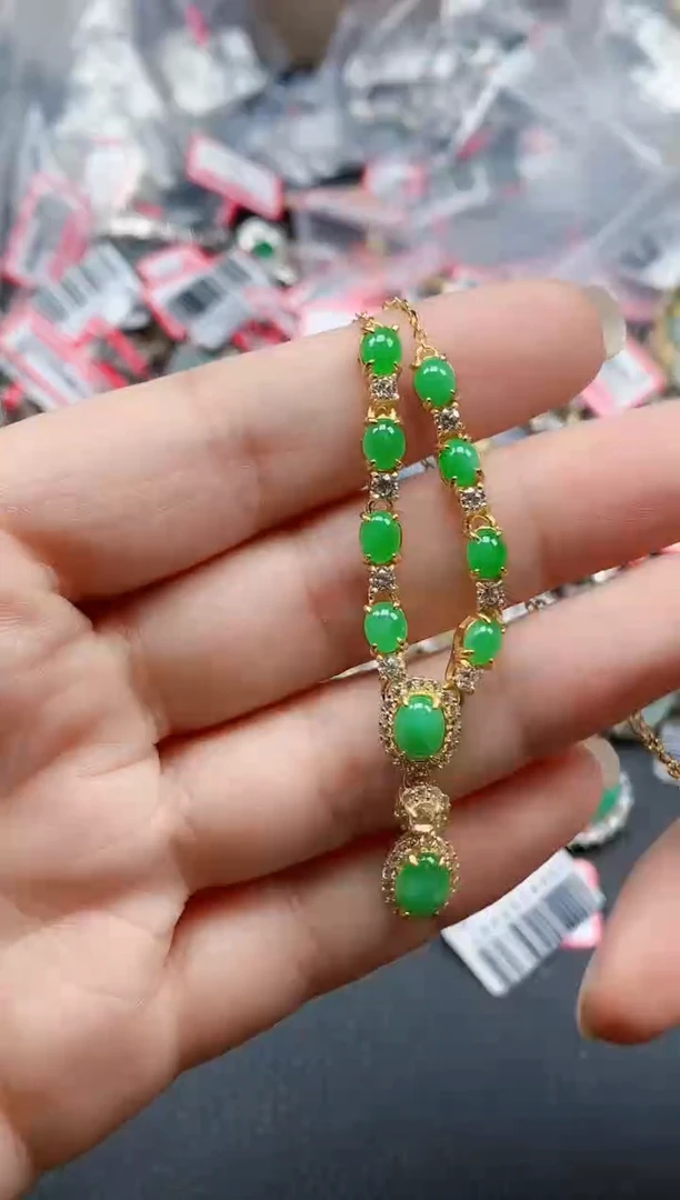 银S925镶嵌戒指翡翠天然A货缅甸翡翠