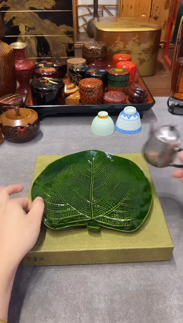 喵*平安象彦 绿漆果子盘