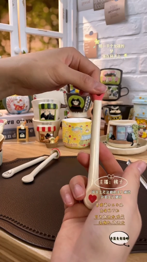 摆件景德镇创意手绘可爱文创杯