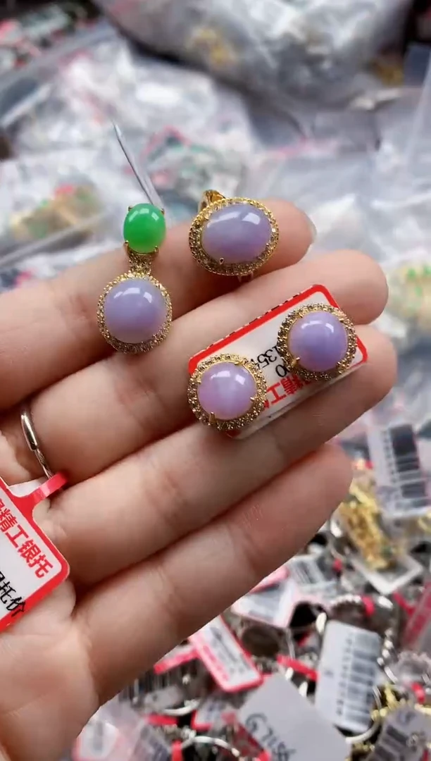 银S925镶嵌戒指翡翠天然A货缅甸翡翠