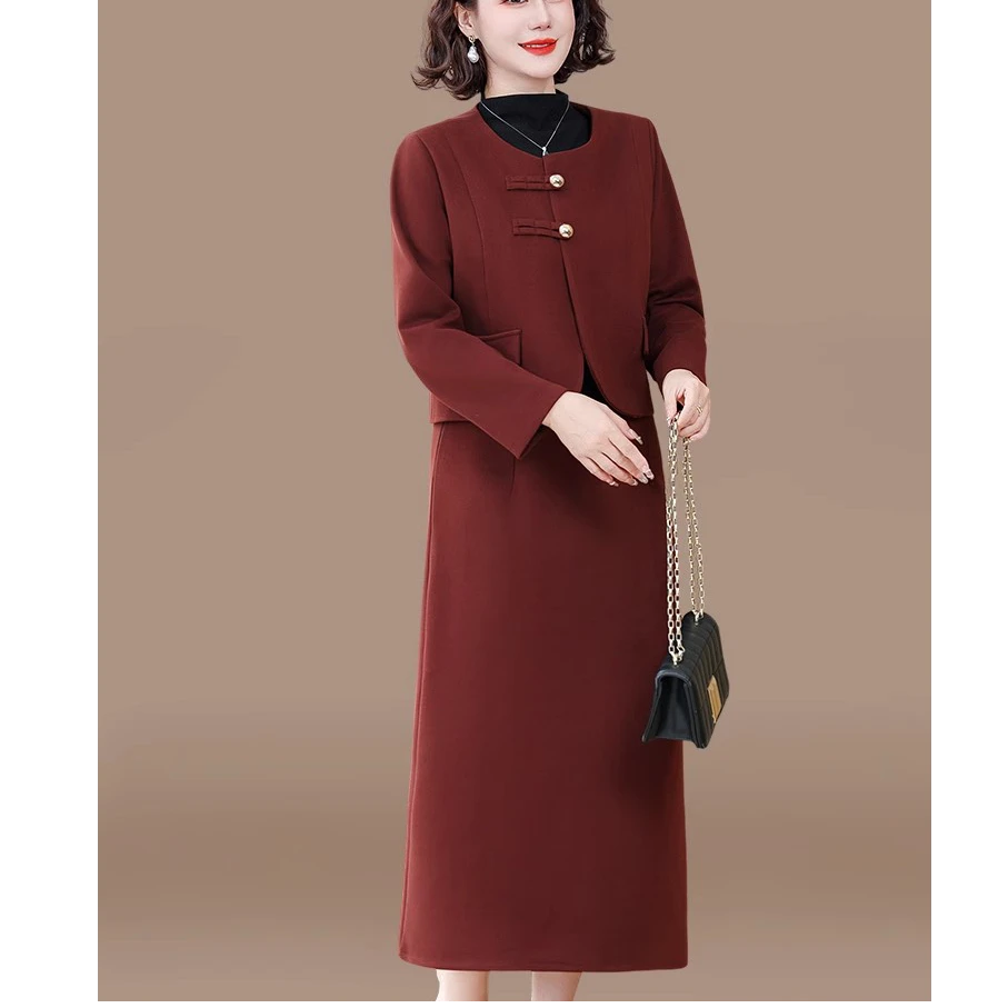 喜婆婆婚宴装妈妈秋装连衣裙套装中老年女装春秋季新款小香风外套