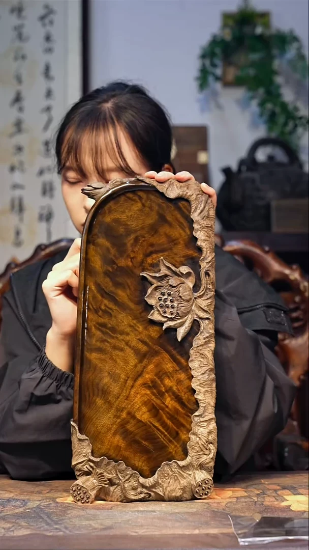 金丝楠【38】满花一木整雕 重工雕刻茶盘 和和美美题材