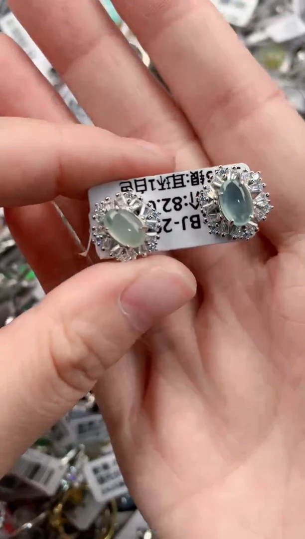 银S925镶嵌戒指翡翠444     9