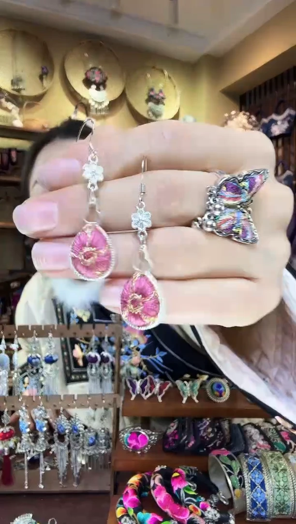 刺绣非遗刺绣民族风耳环