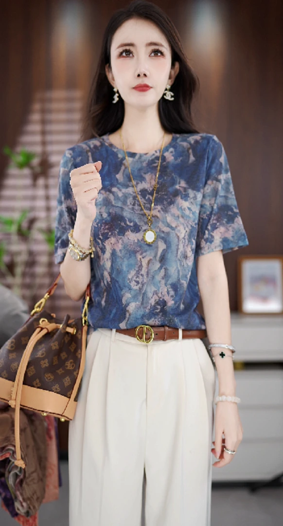 XT1140新款时尚百搭气质宽松减龄短袖上衣-悠悠