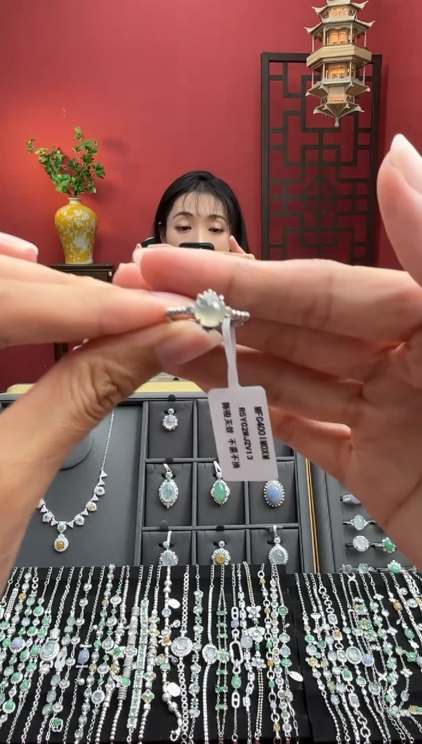 银S925镶嵌戒指翡翠001205R