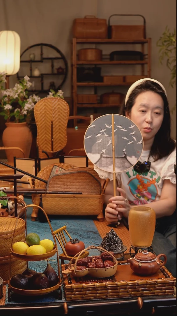 瑞鹤团扇玉竹团扇