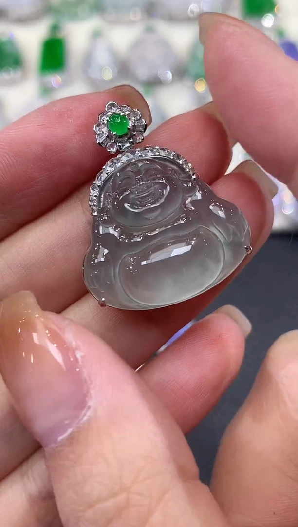 吊坠(不含链)18K金镶嵌翡翠d63