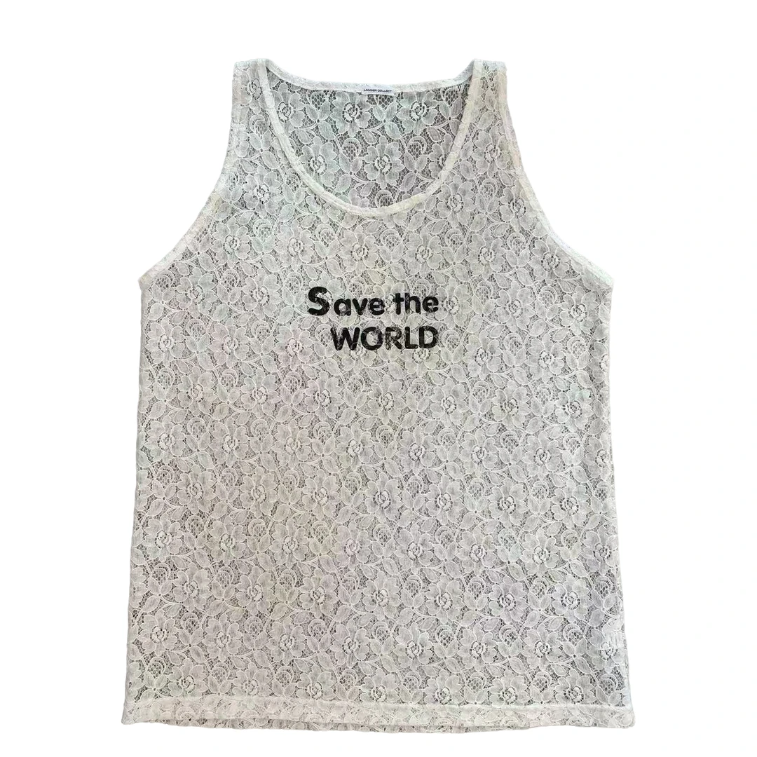 韩版新款蕾丝时尚女士镂空无袖