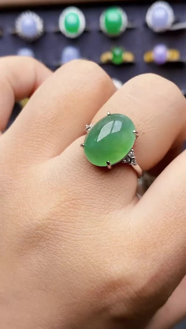银S925镶嵌戒指翡翠0188