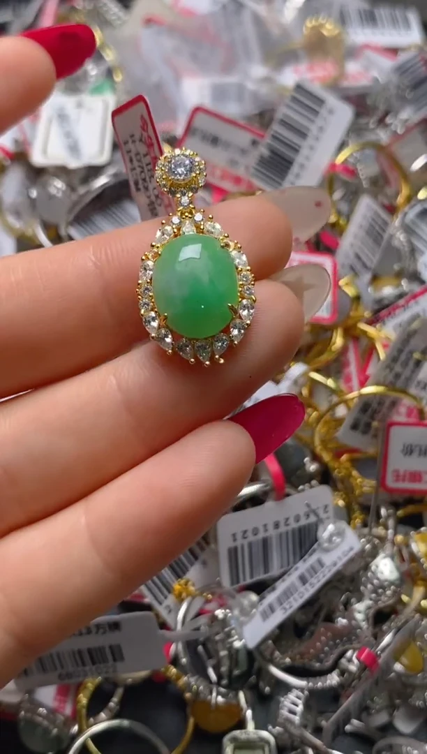 银S925镶嵌戒指翡翠百内无证书