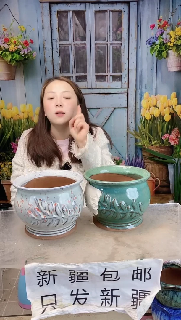 036白绿橄榄叶两个装  口17高13