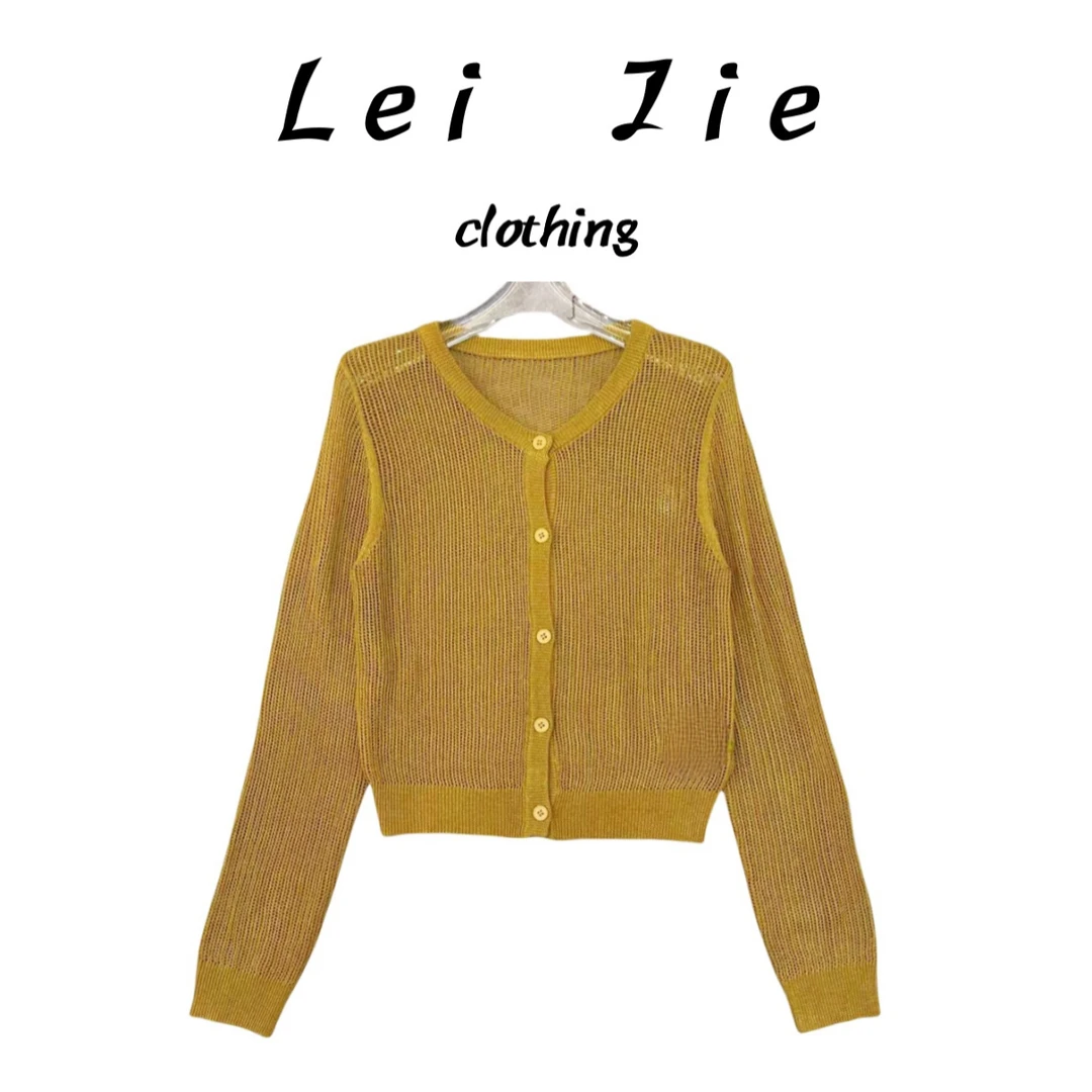 【Lei Jie】法式慵懒莱赛尔亚麻针织开衫2241