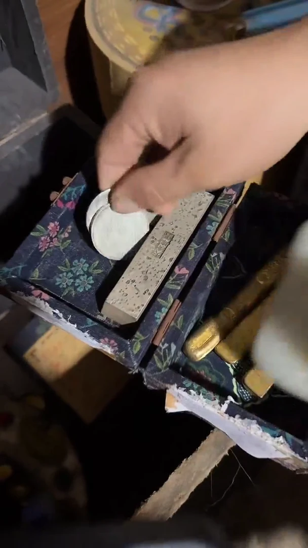 木精品摆件蓝色小花盒1号开