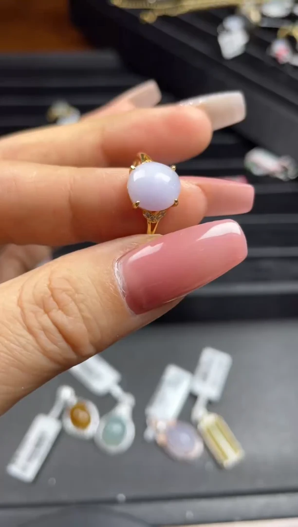 银S925镶嵌戒指翡翠天然翡翠A货