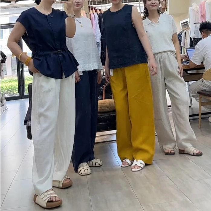 【裤子】0078#夏季宽松老钱风白色垂感阔腿裤