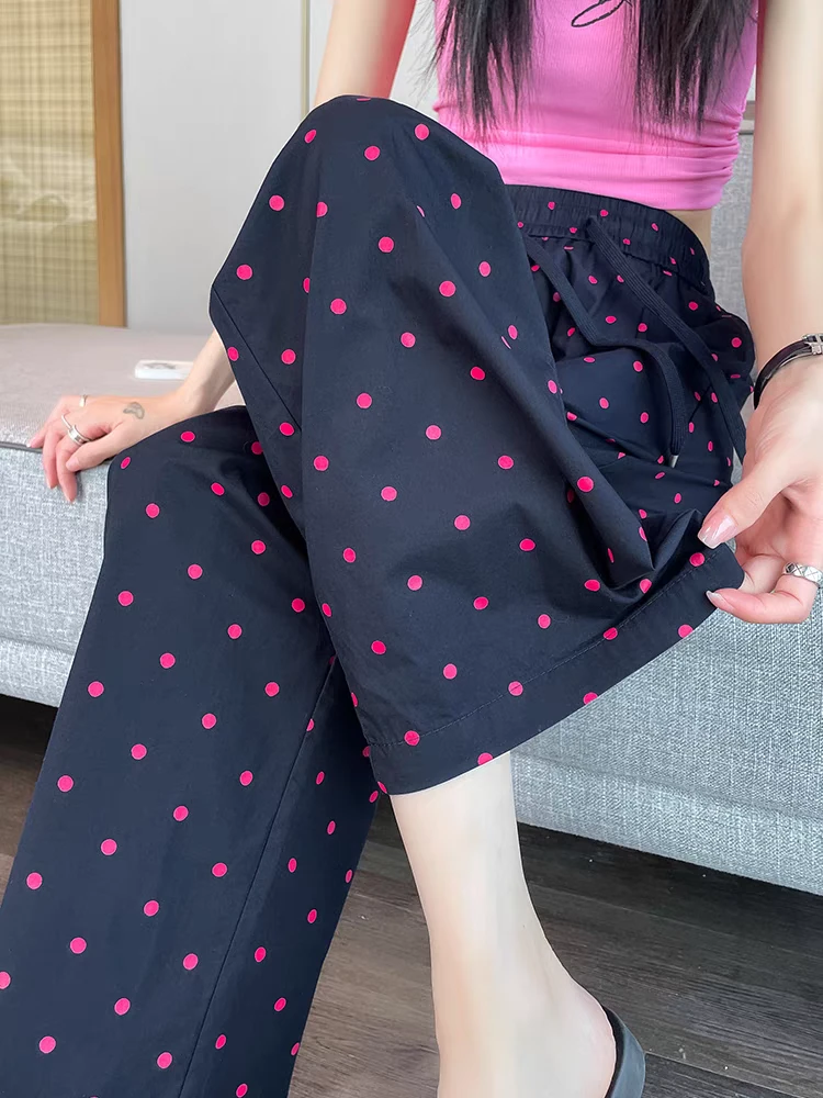 夏季女装网红爆款休闲透气超薄纯棉宽松印染直筒裤印花