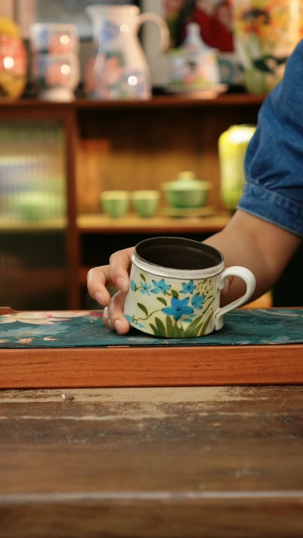 瓷片景德镇纯手工釉下彩精品茶具水杯