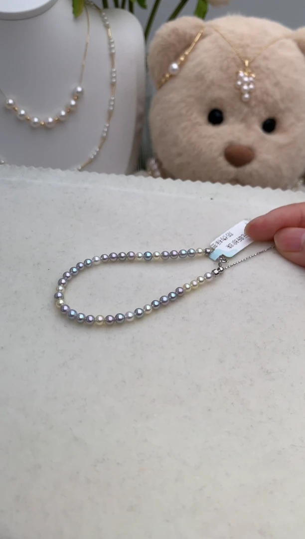 【闪购商品】海水珍珠手绳18K金镶嵌3.5-4极光糖果手链