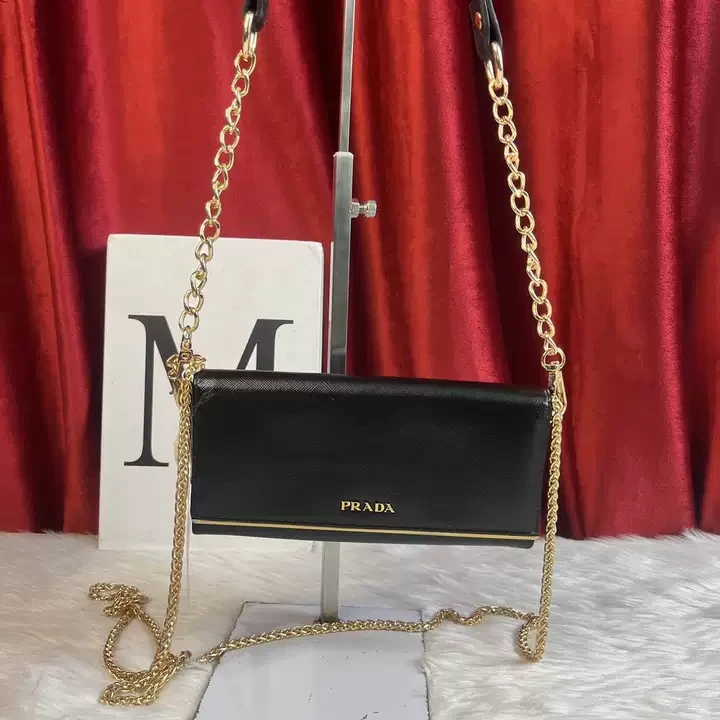 95新 Prada/普拉达 金边链条包(小)/YB04225425/5425/护