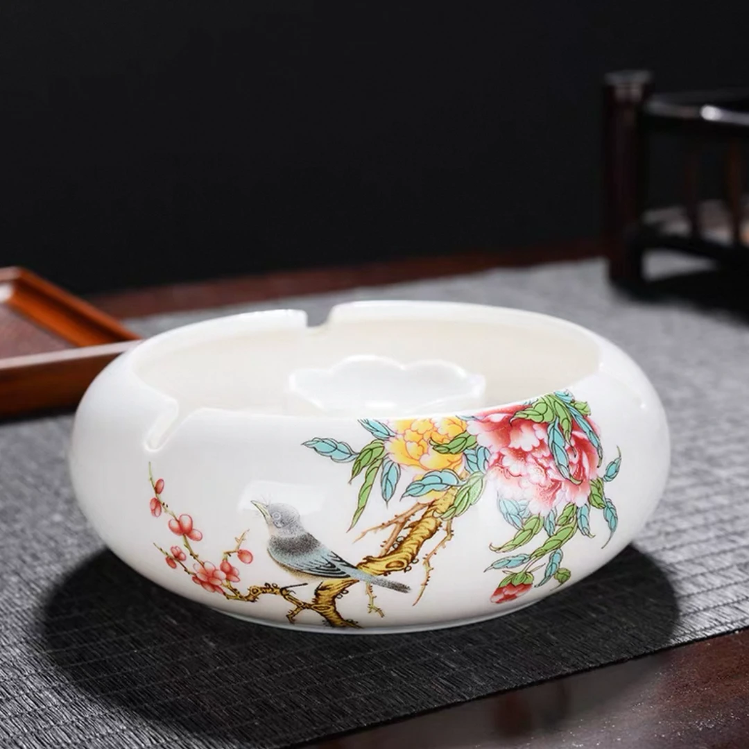 喜上眉梢白瓷烟灰缸ZH741