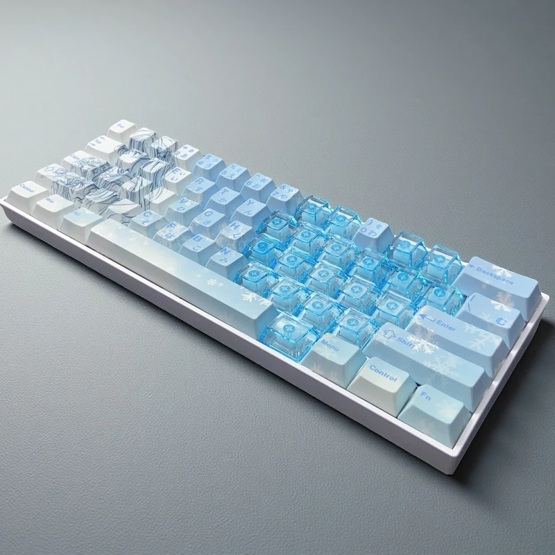 嘉禾雪乃2.0键帽原厂高度PBT透明透光正刻适配63 64 60 65 68