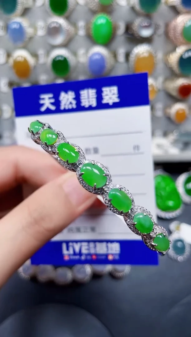 银S925镶嵌手镯翡翠150