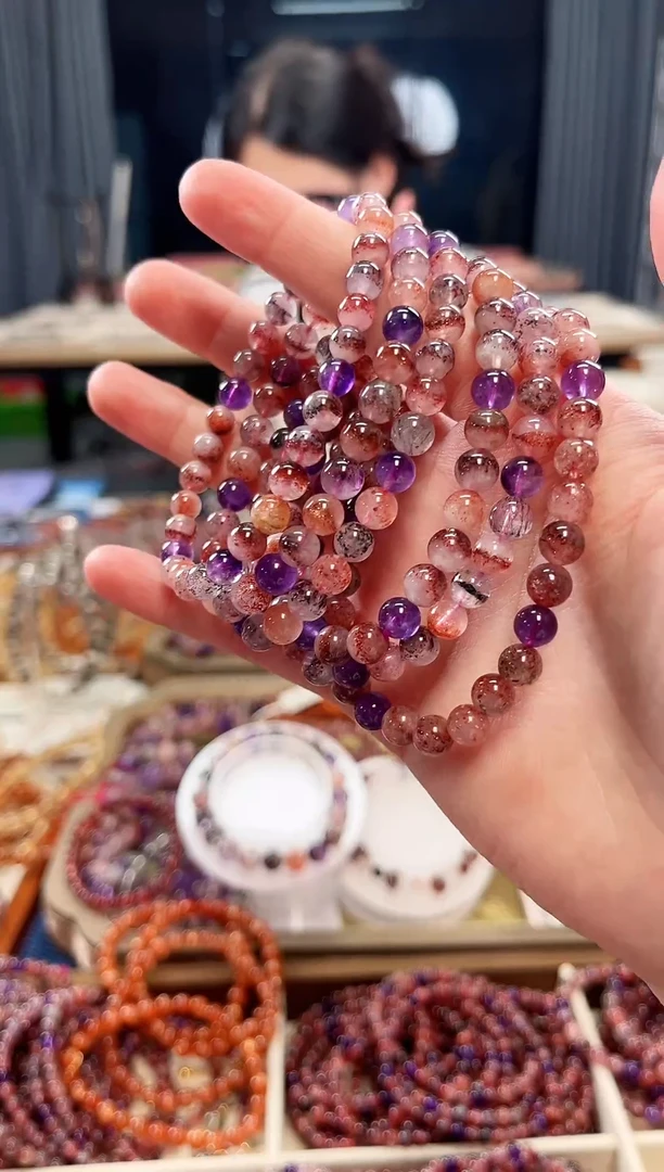 未镶嵌手串水晶黑加仑桃花醉超七单圈手串6mm【多样式发货】