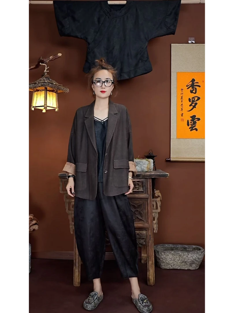 新中式6A级真丝复古 桑蚕丝香罗云香云纱265