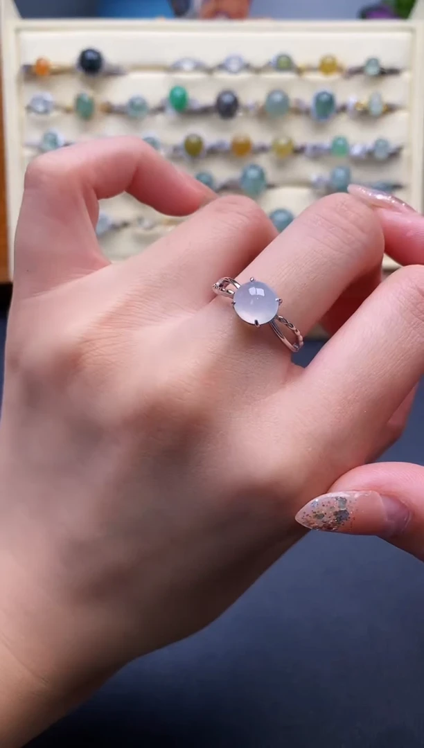 银S925镶嵌戒指翡翠3333333+4