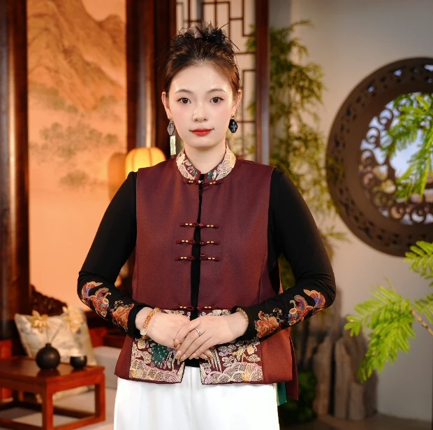 【彬彬专属】琼浆月影 重工设计感拼接国风马甲0454-1