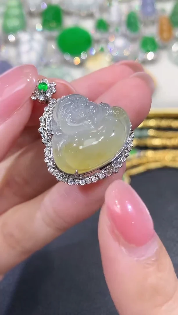 吊坠(不含链)18K金镶嵌翡翠A108