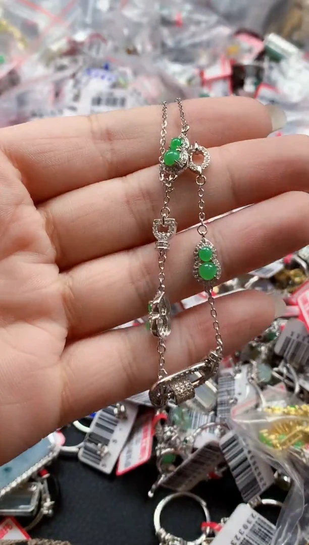 银S925镶嵌戒指翡翠天然A货缅甸翡翠