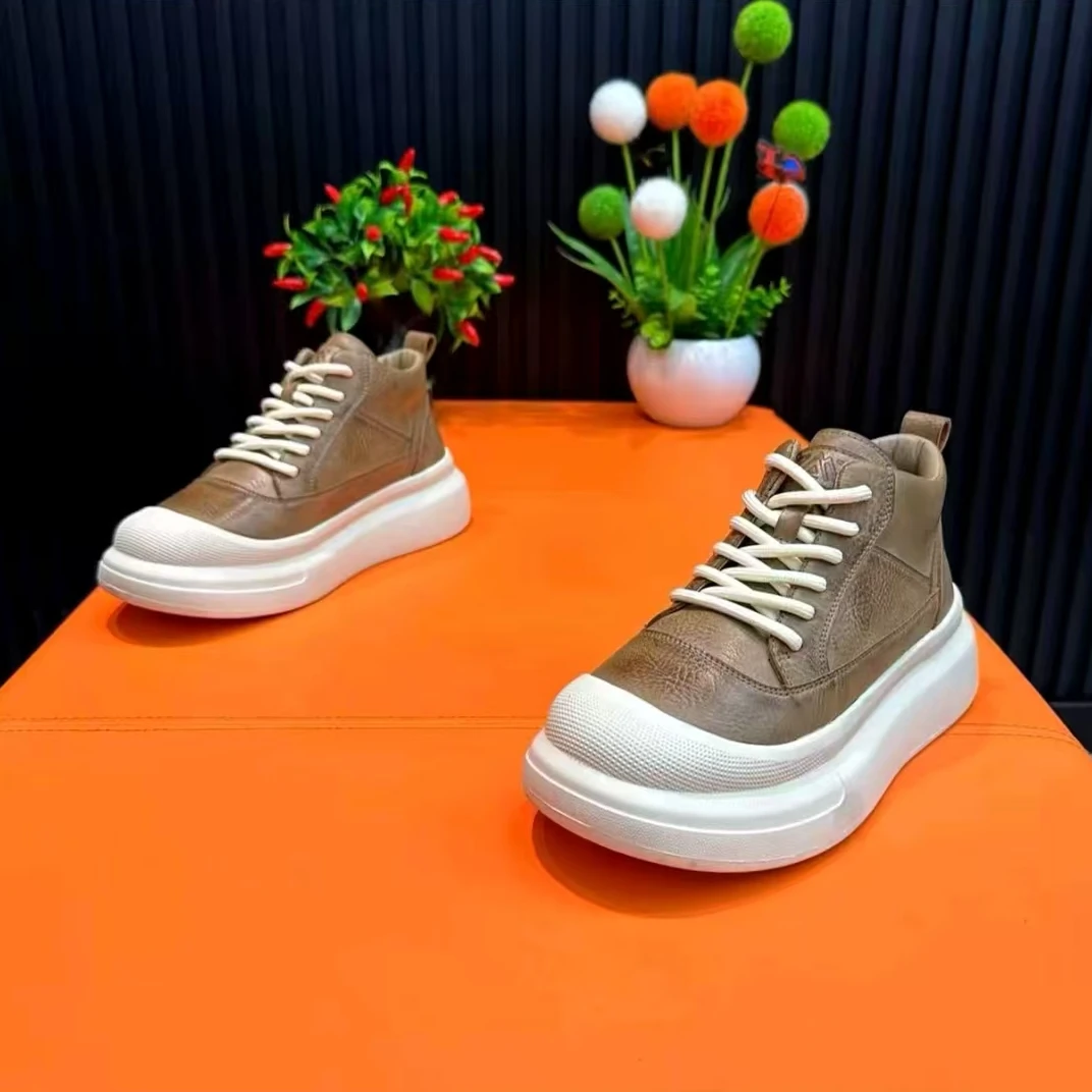 2025冬季加绒保暖男士高帮棉鞋皮面耐脏防冻休闲潮鞋舒适男雪地靴