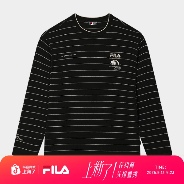 Fila/斐乐毛衣熊猫联名限定LOGO编织衫时尚休闲舒适条纹套头宽松
