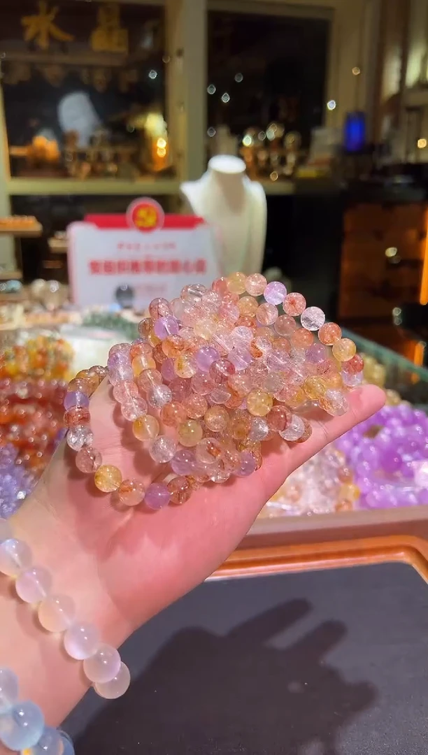 未镶嵌手链水晶9mm+彩闪灵能量爆表（多样性发一）