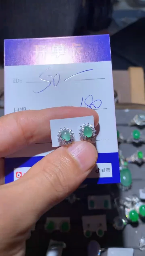 【闪购商品】翡翠耳饰银S925镶嵌 定向 sophie