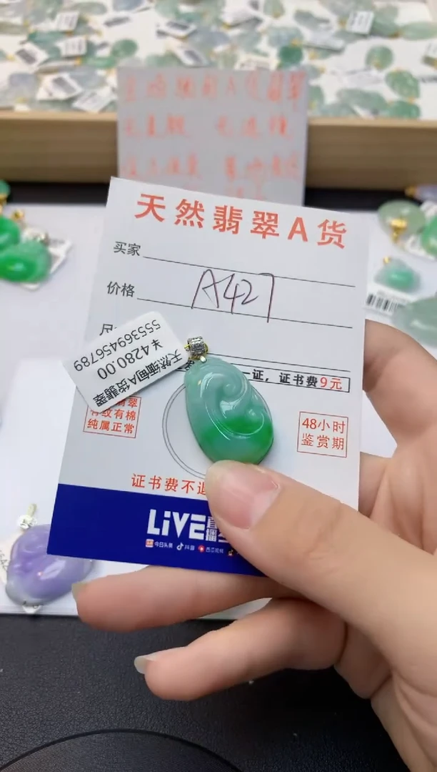 颈饰18K金镶嵌翡翠天然缅甸A货翡翠