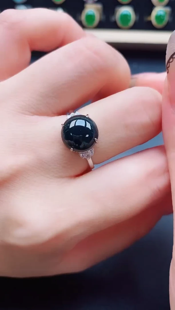 翡翠戒指银S925镶嵌50805