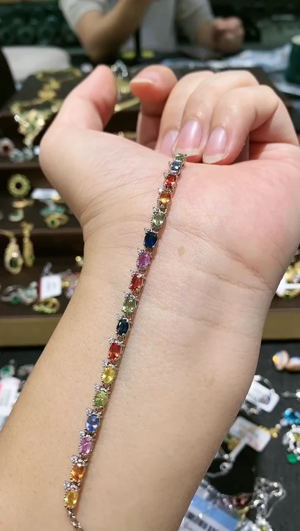 【闪购商品】蓝宝石手链银S925镶嵌戒指