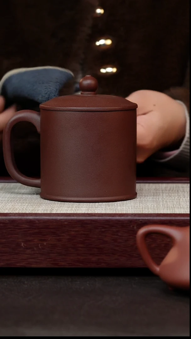 茶杯紫砂紫泥光素老板杯