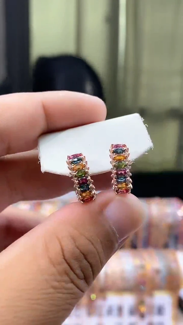 耳扣银S925镶嵌碧玺4354354354