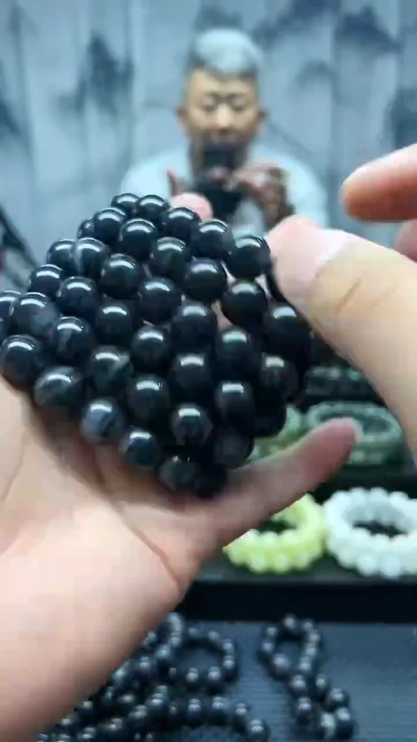 手串未镶嵌和田玉戈壁青花卡14纯天然拍一发一