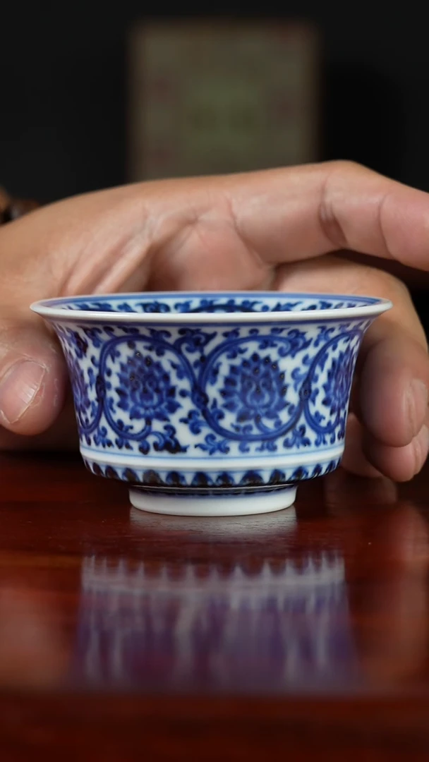 祖传窑真柴窑传承400年缠枝莲马蹄杯