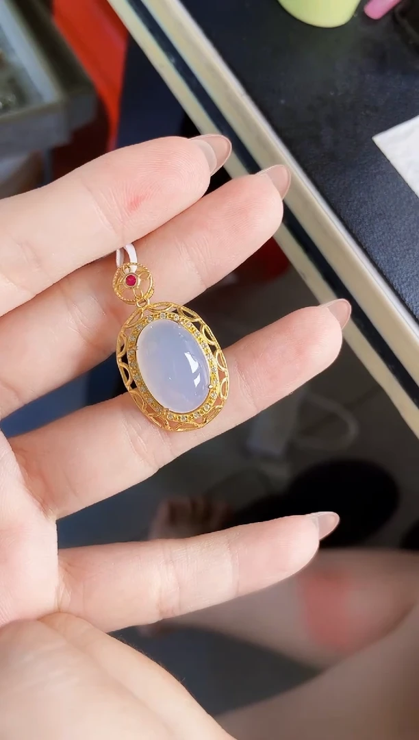 颈饰银S925镶嵌翡翠12