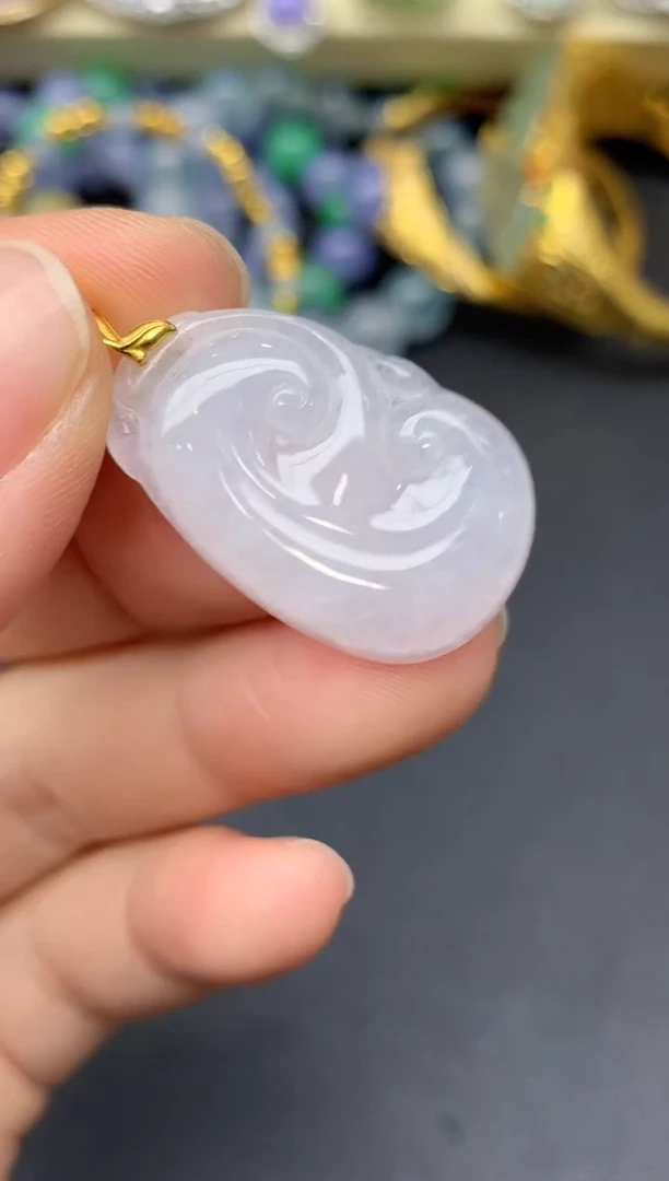 颈饰18K金镶嵌翡翠68-雪姐翡翠天天见