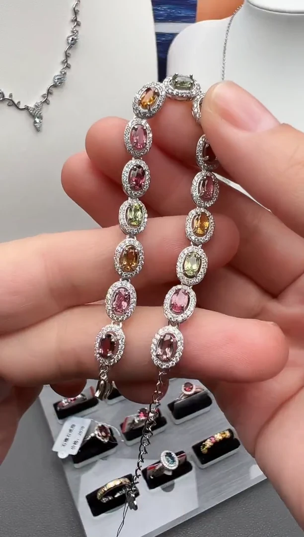 银S925镶嵌手链碧玺39