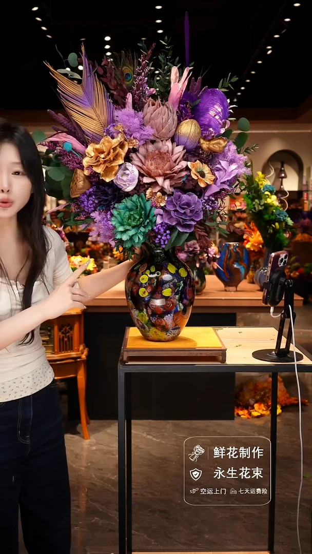 手工艺品琉璃手工花器花束空运包邮送货上门-以图片为准