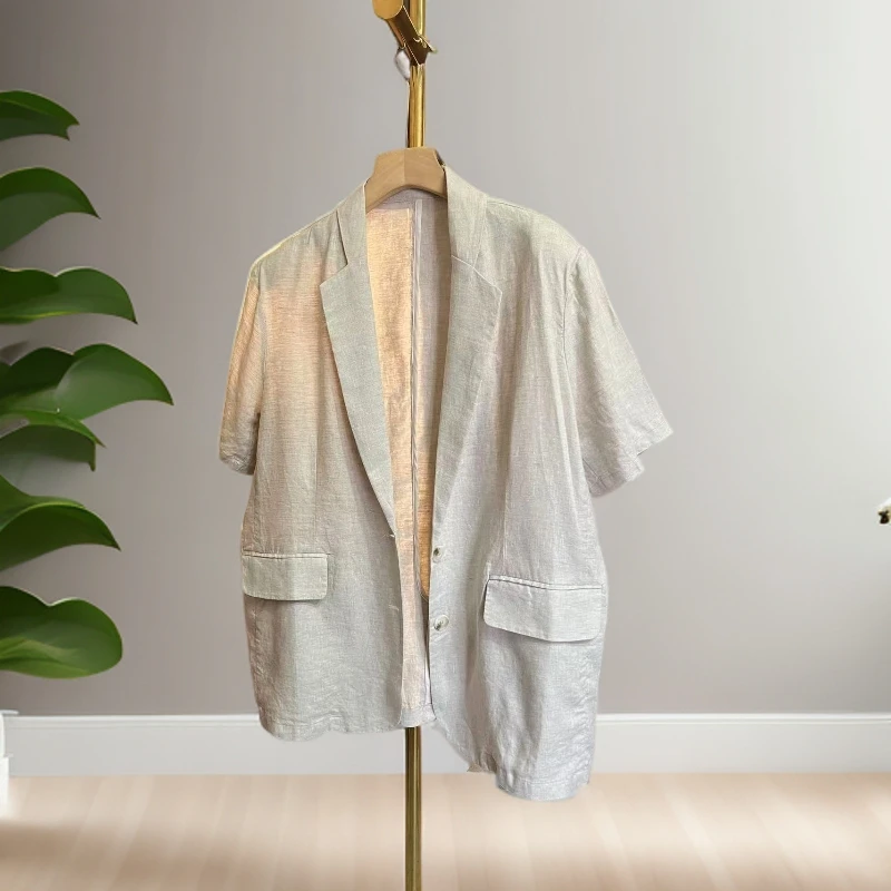 大码短袖五分袖常规款单排扣西装设计师西服上衣潮流